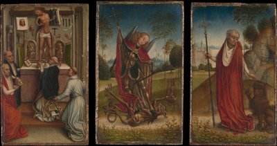 Sankt Michael, Sankt Gregors messe, Sankt Hieronymus. af Master of the Saint Catherine Legend