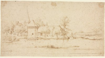 Landskab med en Moated Village, 1559-1561. af Master of the Small Landscapes