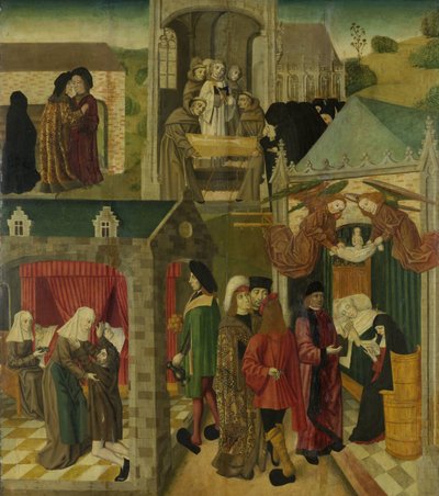 Sankt Elizabeth af Ungarn Plejer de syge i Marburg, Sankt Elizabeths død, indre højre fløj af en altertavle lavet til Grote Kerk i Dordrecht af Master of the St Elizabeth Panels
