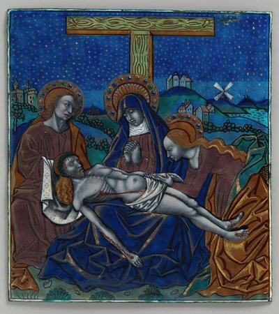Triptykonpanel med Pietá, fransk, 15.-16. århundrede. af Master of the Triptych of Louis