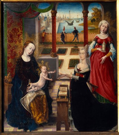 Jomfru og Sankt Maria Magdalena Maleri af Mesteren af Udsigten over Sainte-Gudule (1400-tallet) (ec.flam.) 1475 Liege Museum of Fine Arts af Master of the View of St. Gudule
