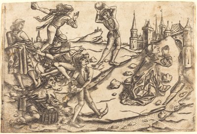 Steningen af Sankt Stefan af Master with the Banderoles after Israhel van Meckenem