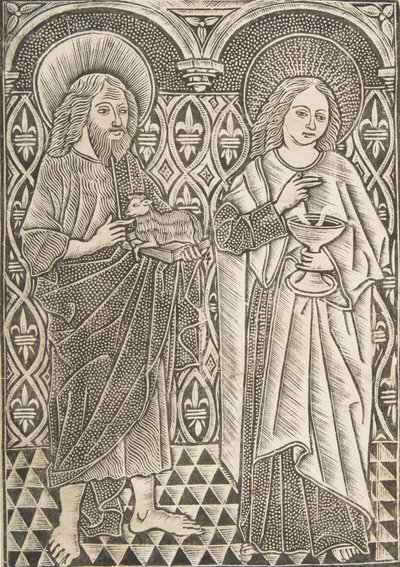 Sankt Johannes Døberen og Sankt Johannes Evangelisten, 1400-tallet. af Master with the Cologne Arms