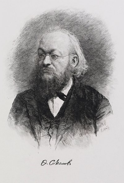 Portræt af historikeren Fyodor Fyodorovich Sokolov 1841-1909, 1900-tallet af Mate