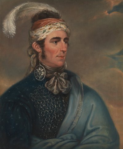 Portræt af major John Norton som mohawk-høvding Teyoninhokarawen af Mather Brown