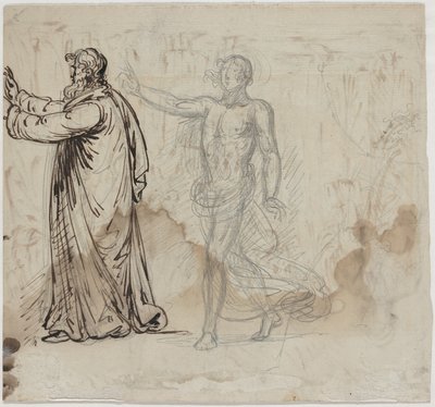 Tre figurer [verso] af Mather Brown
