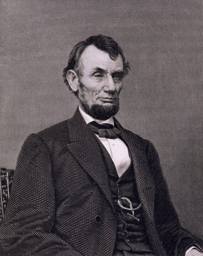 Abraham Lincoln, indgraveret fra et fotografi af William G. Jackman (gravering) af Mathew (after) Brady