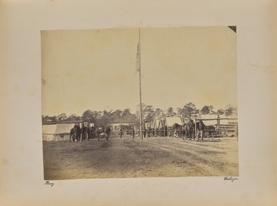 Fort Brady 1. Connecticut Artillery. Bygning af vinterkvarter af Mathew B. Brady