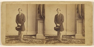 [Uidentificeret ung mand stående med høj hat og spadserestok] af Mathew B. Brady