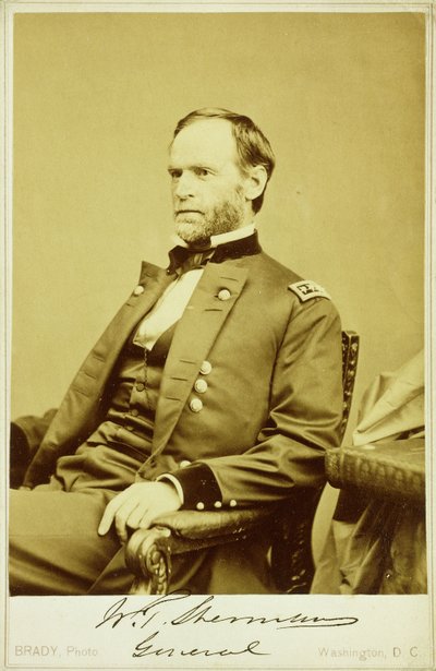 Portrætfoto af William Tecumseh Sherman af Mathew B. Brady