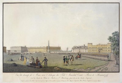 Udsigt over Marsmarken og Marmorpaladset i Sankt Petersborg, 1804 af Mathias Gabriel Lory