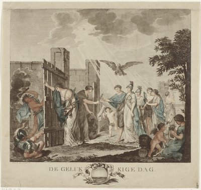 Allegori om inddrivelsen af ​​stadholder William V, 1787 The Happy Day (titel på objekt) af Mathias de Sallieth