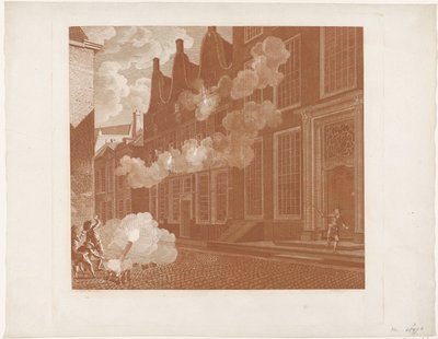 Beskydning af Lucas van Stevenincks hus, 1787 af Mathias de Sallieth