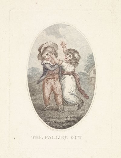 Dreng og pige driller hinanden The Falling Out (titel på objekt) af Mathias de Sallieth
