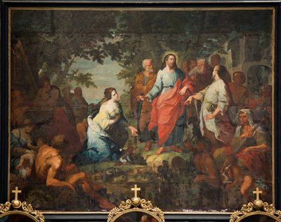 Sognekirke (Saint Martin Sognekirke). maleri. "Jesus og den samaritanske kvinde". Matthew DeVisch. af Mathias de Visch
