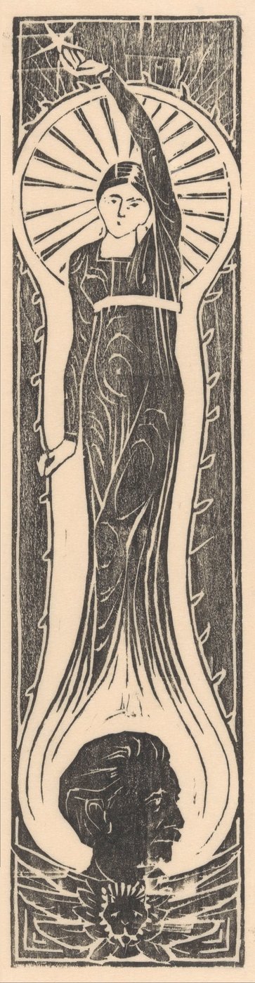 Allegorisk figur med portræt af Multatuli af Mathieu Lauweriks
