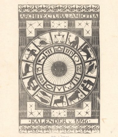 Omslag kalender 1896 af Mathieu Lauweriks