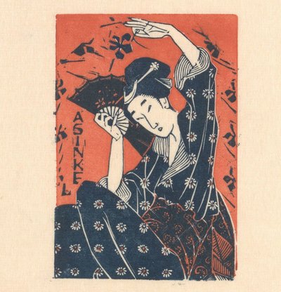 Reklamekort fra A. Sinkel med japansk kvinde af Mathieu Lauweriks