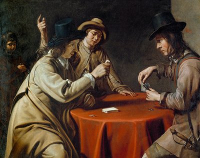 Les cheaters genforenet Maleri af Mathieu Le Nain (Lenain) (1607-1677) 17. århundrede af Mathieu Le Nain