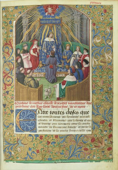 Xenofons Anabasis oversat af Claude de Seyssel: dedikationsscene, manuskriptet er en gave fra oversætteren til Ludvig XII. af Maitre de Philippe de Gueldre