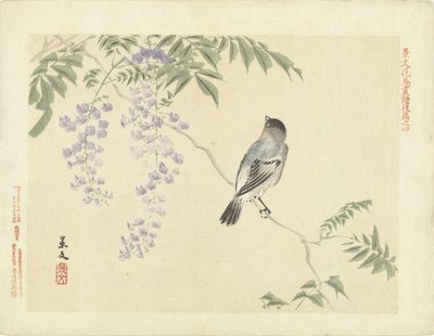 Fugl på blåregn gren Flower and Bird Skitser af Keibun - del tre (serietitel) Keibun kacho gafu kohen (serietitel på objekt) af Matsumura Keibun