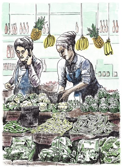 Borough Veg 2, 2013 (blæk på papir) af Matt Bannister