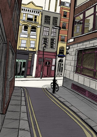 Fox and Knot Street EC1, 2015 (blyant, digital) af Matt Bannister