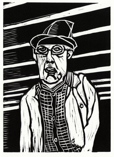 Southwark Man, 2013 (linoleumssnit) af Matt Bannister