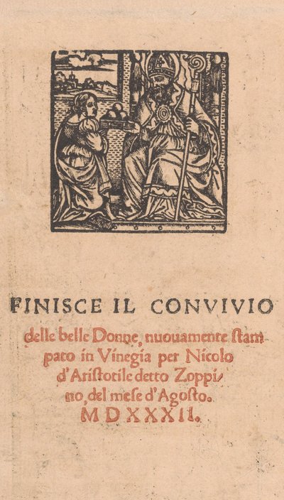 Convivio delle Belle Donne, side 22 verso, august 1532., august 1532. af Matteo da Treviso