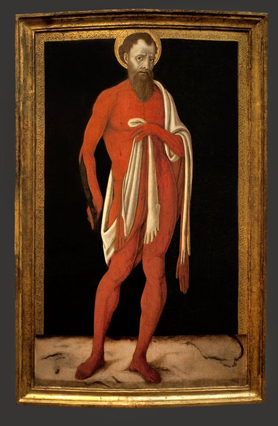 Saint Barthelemy, apostel. Maleri af Matteo di Giovanni (ca. 1430-1495), olie på træ, italiensk kunst af Matteo di Giovanni di Bartolo