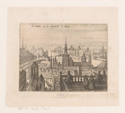Ansigt i Paris Le Palais et le louvre i Paris (titel på objekt) Syv franske landskaber og bybilleder (serietitel) af Matthäus Merian (I)