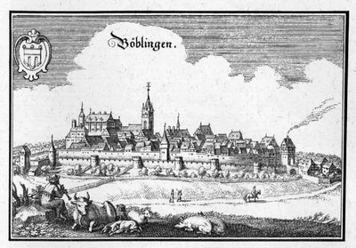 Böblingen - uddrag fra Topographia Sueviae (Schwaben) af Matthaus Merian