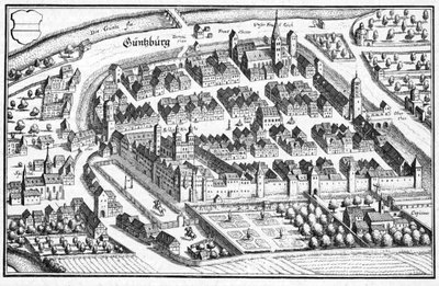 Güntzburg - uddrag fra Topographia Sueviae (Schwaben) af Matthaus Merian