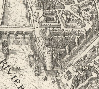 Hôtel de Nevers på Merians plan over Paris fra 1615 - David Rumsey af Matthaus Merian