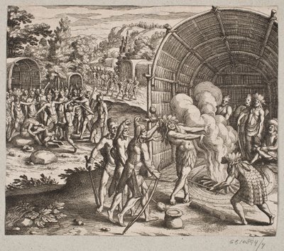 I kong Pamukes bolig påbegyndte de denne ceremoni af Matthäus Merian d.Æ.