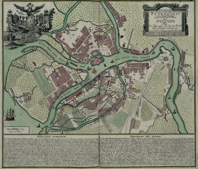 Kort over Petersborg, 1744 af Matthaeus Seutter