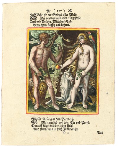 Adam and Eve, c.1700-1725dani af Matthaus Merian