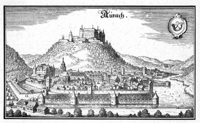 Aurach - uddrag fra Topographia Sueviae (Schwaben) af Matthaus Merian