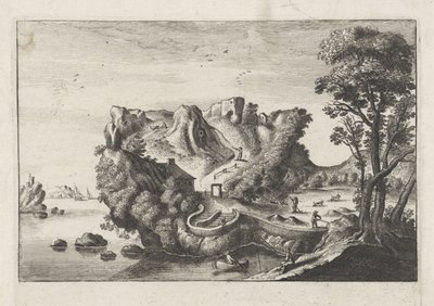 Antropomorfisk landskab i form af en mands hoved af Matthaus the Elder (after) Merian