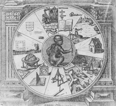 Frontispice til Robert Fludds Giant Cosmic History af Matthaus the Elder Merian