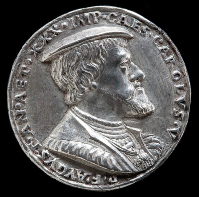 Karl V, 1500-1558, konge af Spanien 1516-1556, hellig romersk kejser 1519 [forside], 1530. af Matthes Gebel