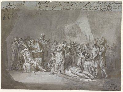 Liget af Patroclus i Achilles telt sørgede af Mattheus Ignatius van Bree