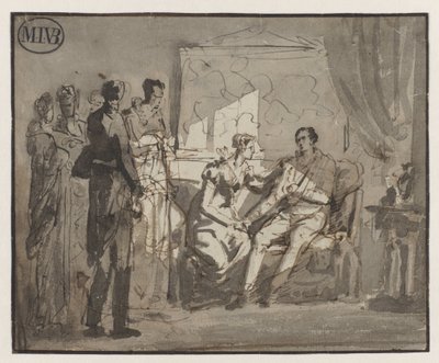 Dronning Wilhelmina besøger den sårede prins af Orange, efter slaget ved Waterloo, i Bruxelles af Mattheus Ignatius van Bree
