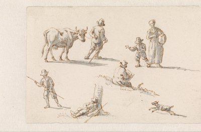 Aeneas og Dido gemmer sig i en hule Tegninger til malerier med episoder fra The Aeneas (serietitel) af Mattheus Terwesten