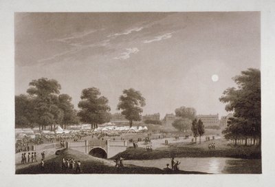 Udsigt over Serpentine og Hyde Park, London, 1814. af Matthew Dubourg