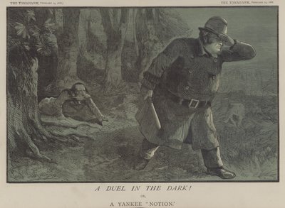 En duel i mørket! eller, A Yankee Notion (farve litho) af Matthew