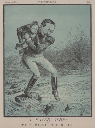Et falsk skridt! eller vejen til ruin (farve litho) af Matthew