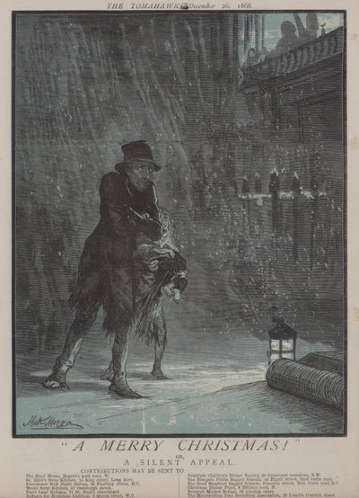 Glædelig jul! eller, A Silent Appeal (farve litho) af Matthew