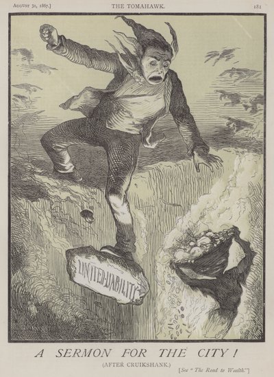 En prædiken for byen! (farve litho) af Matthew