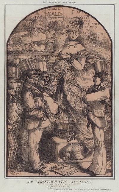 En aristokratisk auktion! (farve litho) af Matthew